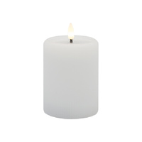 Aura LED Ribbed White Candle 7.5 x 13cm