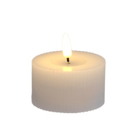 Aura LED Ribbed White Candle 7.5 x 7.5cm
