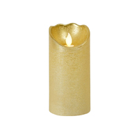 Gold LED Wax Pillar Candle 15 x 7.5cm