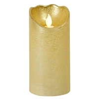 Gold LED Wax Pillar Candle 15 x 7.5cm