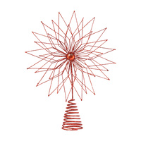 Red Wire Flowerburst Tree Topper 30cmH