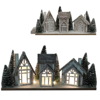 LED White Snow Dusted Village Scene