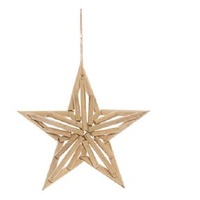 Timber 5 Point Twig Hanging Star  30cm