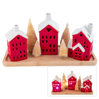 Red Christmas LED House Scene