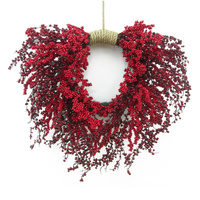 2 Tone Red Berry Wreath with Twine 60cm