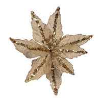 Natural Hessian Poinsettia with Gold Sequins  28cm
