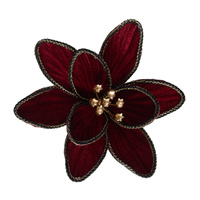 Burgundy and Gold Edge Flower Clip 22cm