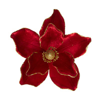 Red and Gold Magnolia Flower Clip 22cm