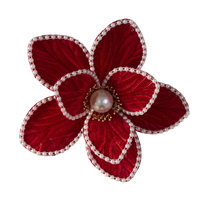 Red Velvet Pearl Poinsettia Flower Clip 25cm