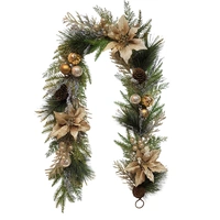 Champagne Copper Poinsettia Christmas  Garland 180 cm