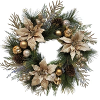 Champagne Copper Poinsettia Christmas  Wreath 61cm