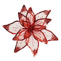 Sheer Red Poinsettia Christmas Decoration