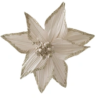 Soft Champagne Poinsettia with Glitter Edge Clip on Christmas Tree Decoration