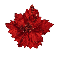 Red Poinsettia with Red Glitter Edge 28cm