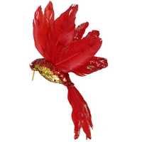 Glitter Sequin Hummingbird Red Feathers