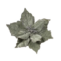 Poinsettia Matt Silver  Clip  25cm