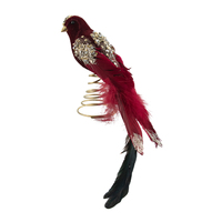 Fabric Burgundy Parrot Tree Toppers 29cm