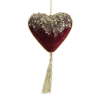 Burgundy Gold Dusted Heart with Tassles