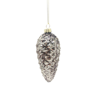 Silver  Sparkle Snow Copper Pinecone Narrow