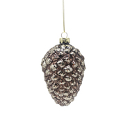 Silver Sparkle Snow Copper Glass Pinecone Wide