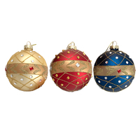 Multicoloured  8cm Glass Baubles 3pc