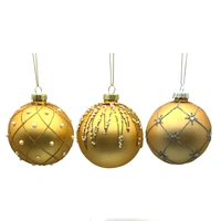 Gold Glass 8cm  Christmas Bauble Set
