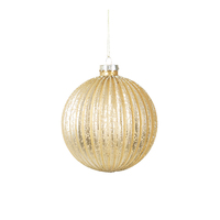 Champagne  Ribbed Glass Bauble 10cm