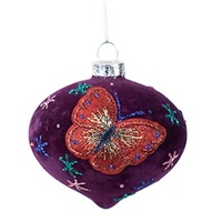 Purple and  Red Butterfly Bauble OnIon