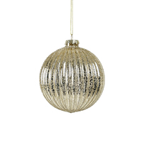 Gold Ribbed Glass Bauble 10cm