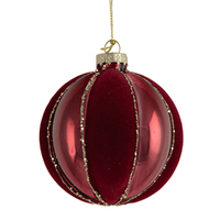 Quilted Red Glass Bauble 8cm