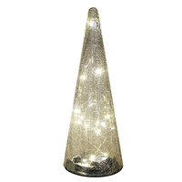 Glass LED Platinum Crackle Cone Tree
