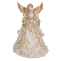 Champagne Angel with Gold Wings Christmas Tree Topper