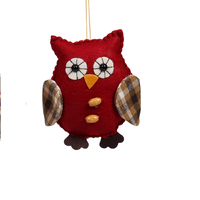 Red Fabric Christmas Owl 11cm