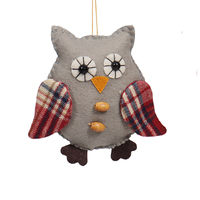 Taupe Fabric Christmas Owl 11cm