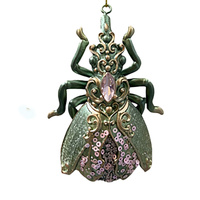 Resin Beetle Pink Green 10cm Hanging Decoration