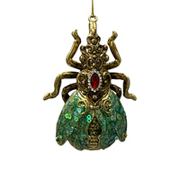 Resin Beetle Red Green Gold 10cm Hanging Decoration