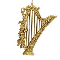Gold Decorative Harp Christmas Decoration