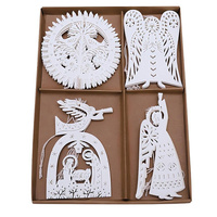 White Paper Hanging Christmas Decorations 24pk