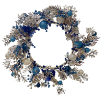 Champagne  and  Mixed  Blue  Wreath 50cm