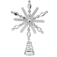 Silver Mrvian Flat Jewelled Metal Tree Topper