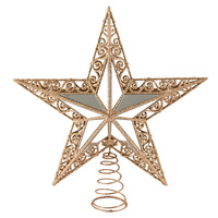 Champagne Glitter  Mirror Filigree Christmas Tree Topper