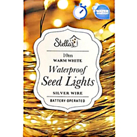 Seed Lights 10m Warm White- Silver Wire - Waterproof