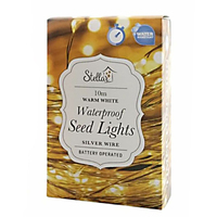 Seed Lights 10m Warm White- Silver Wire - Waterproof