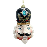 Nutcracker Black Hanging Glass Christmas Ornament