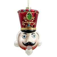 Nutcracker Red Hanging Glass Christmas Ornament