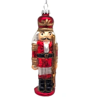 Red Glass Hanging Nutcracker Christmas Decoration 13cm