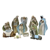 Resin Natural Blue Green 11pc Nativity