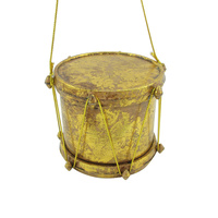 Gold Drum Hanging Christmas Decoration 9 x 7.5 cm