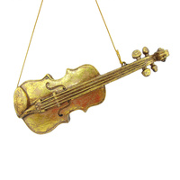 Gold Violin Hanging Christmas Decoration 25cm
