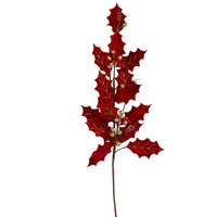 Red Holly  Fabric Spray with Gold Berries 84cm